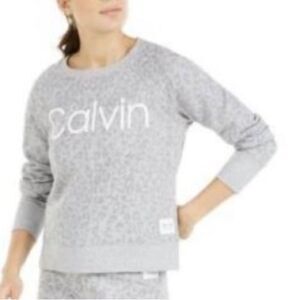 Calvin Klein. Women's Performance Animal-Print Logo Sweatshirt Gray. Size Small.